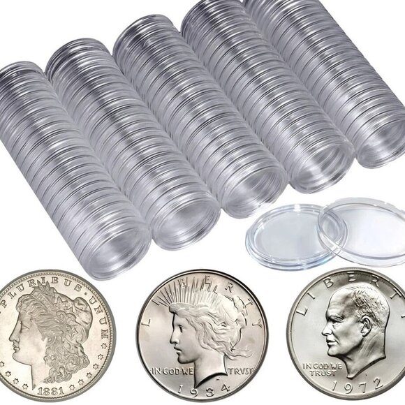Lot of 50 Coin Capsule, Holders ~ 38mm ~ Storage for Morgan, Peace, and Ike - Picture 1 of 3